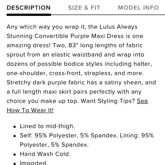 Lulus Versatile/Infinity Dress, PURPLE, Multiple Designs, Size L, - Picture 11 of 11